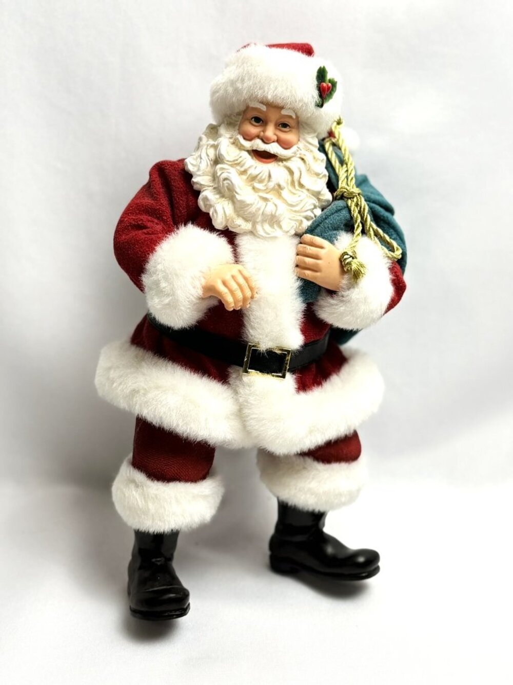 Vintage Santa Figurine 10.5" Solid Resin Holiday Figure Christmas Display 1980s